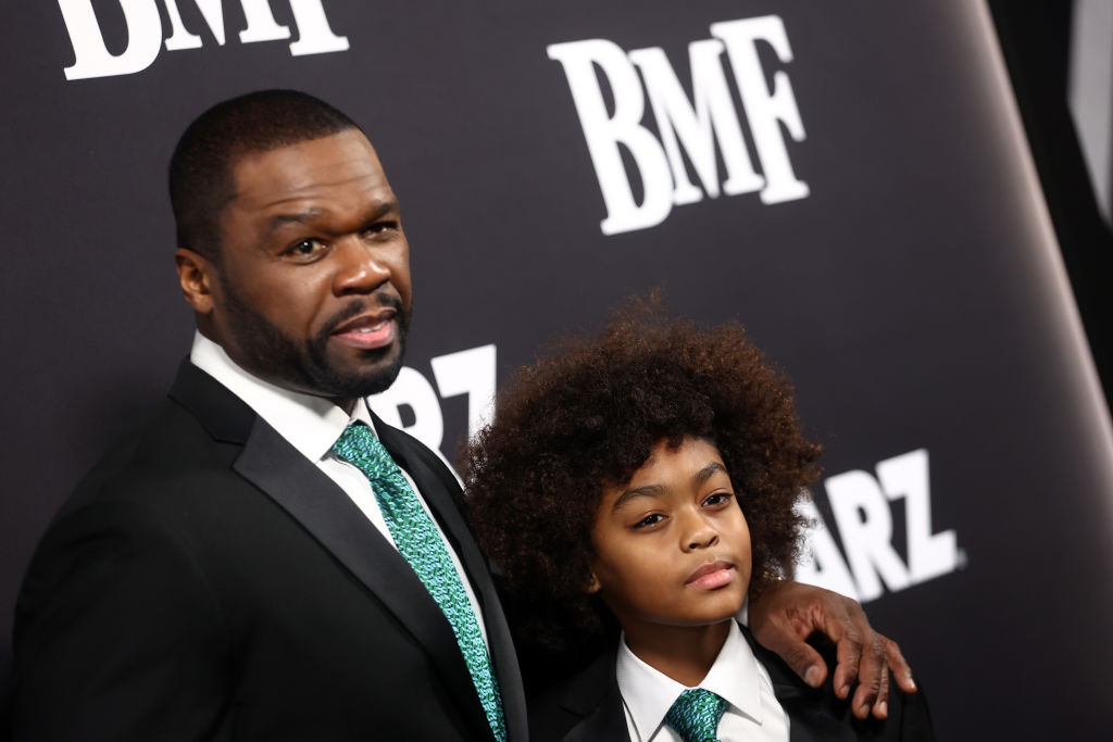 50 Cent and his son Sire attend the premiere of "BMF" Season 2