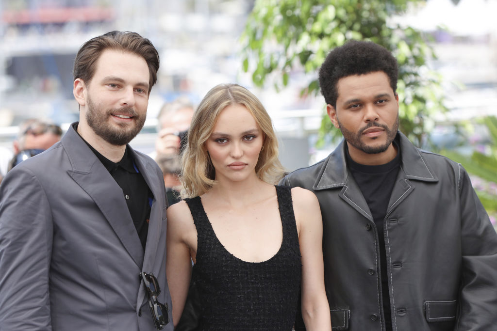 Sam Levinson, Lily Rose-Depp, and The Weeknd promoting "The Idol" at Cannes