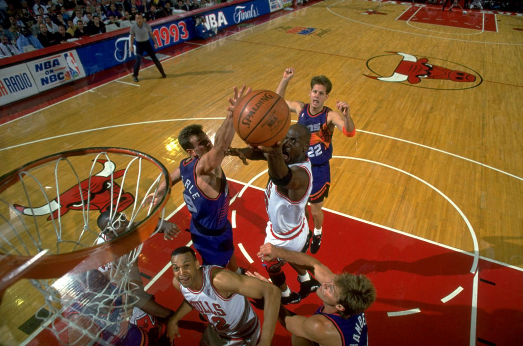 Chicago Bulls and Phoenix Suns during Game 4 of the 1993 NBA FInals. 