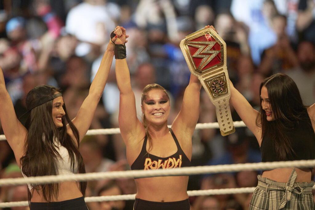 Ronda Rousey victorious in ring