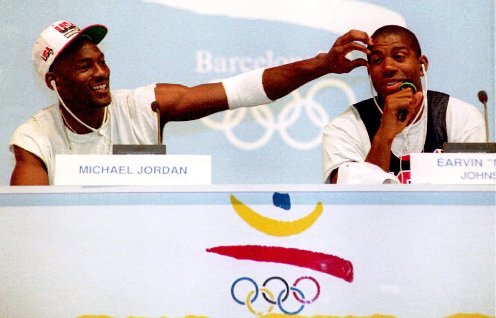 Michael Jordan And Magic Johnson Dine Together In Italy