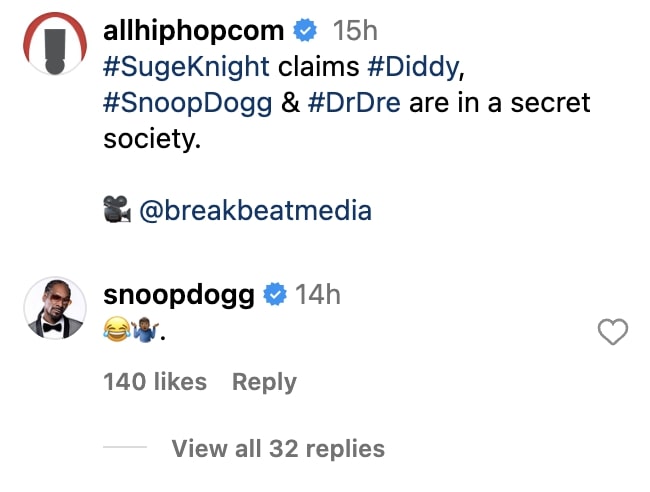 Snoop Dogg Suge Knight Secret Society Diddy Claims Response Hip Hop News