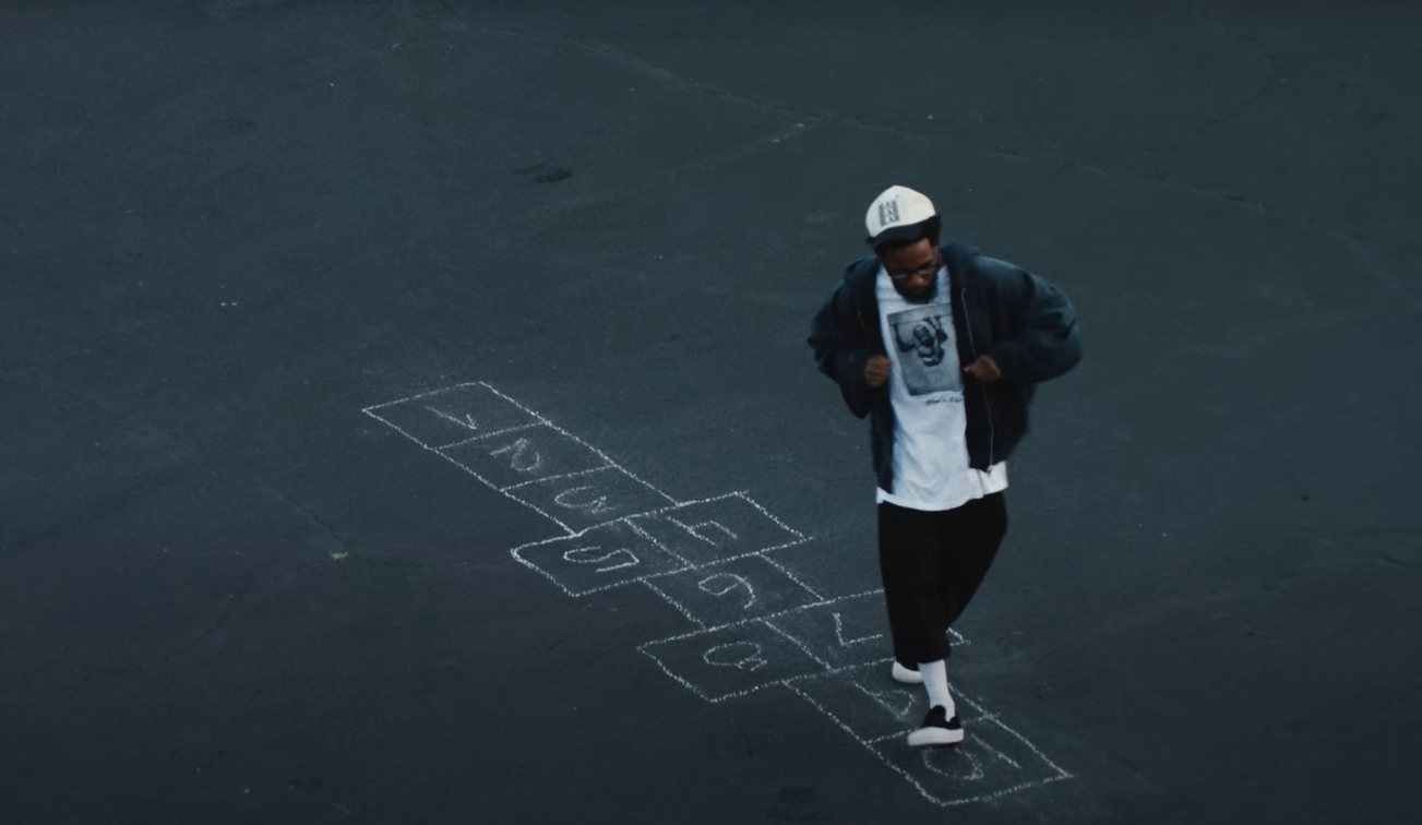 Kendrick playing hop scotch duringA Minor line 