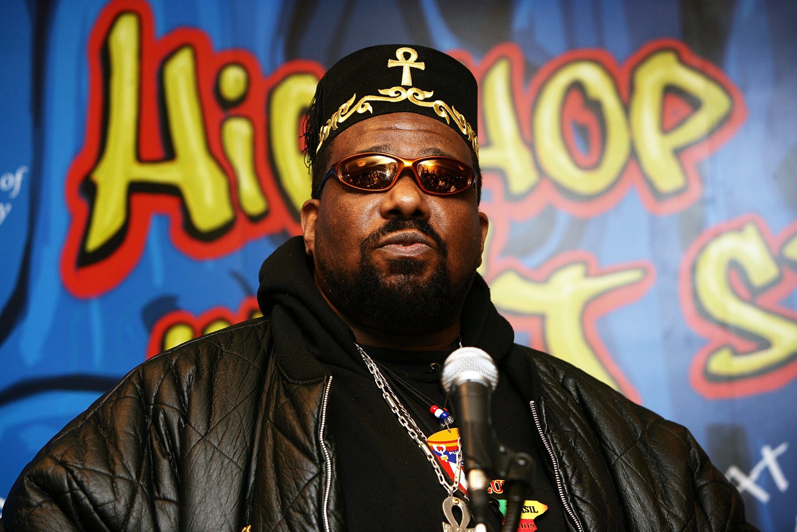 Afrika Bambaataa at a press conference in New York City in 2006.