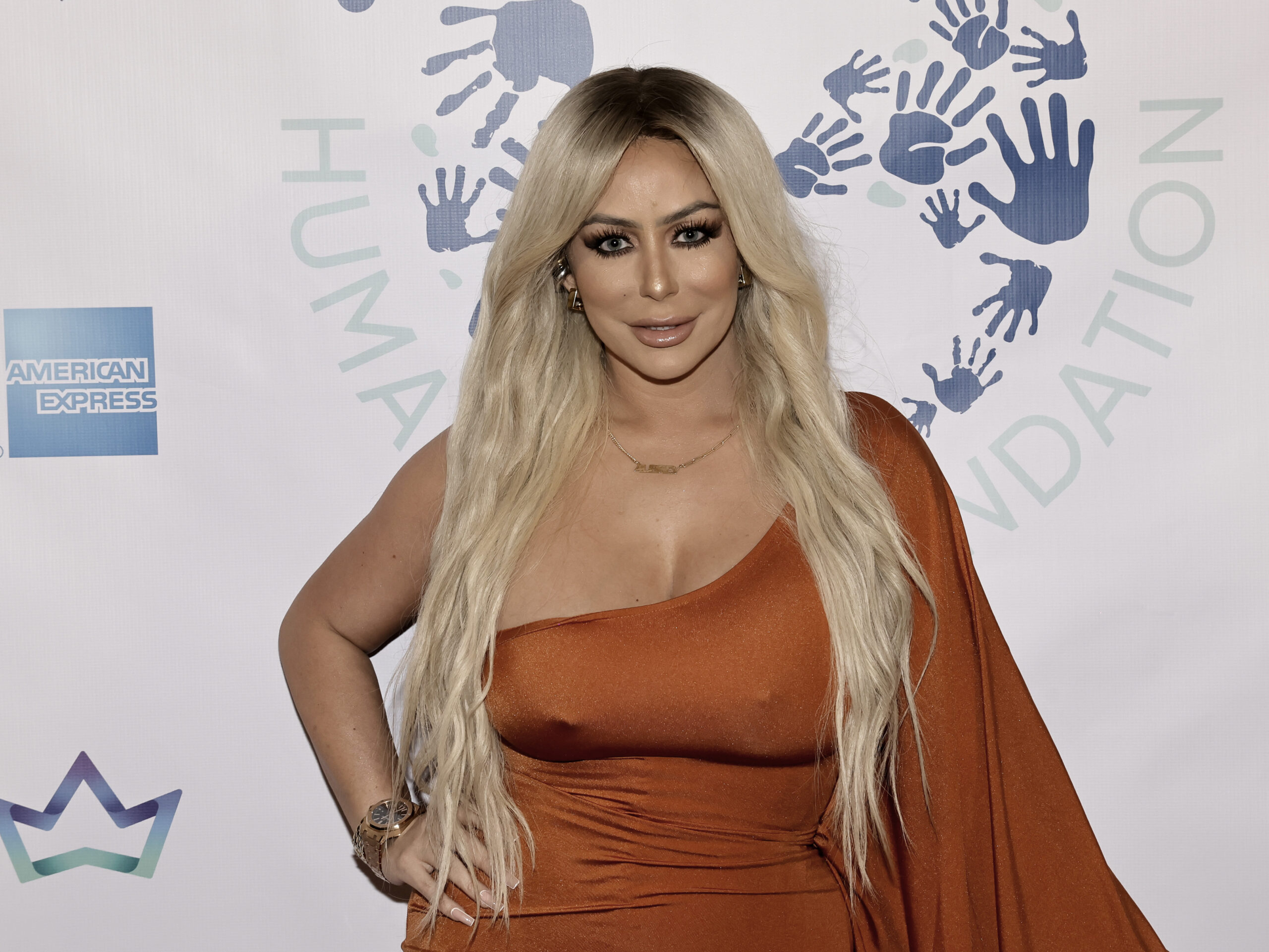 Aubrey O'Day at the DermKing Humanity Foundation launch in Los Angeles in 2023.