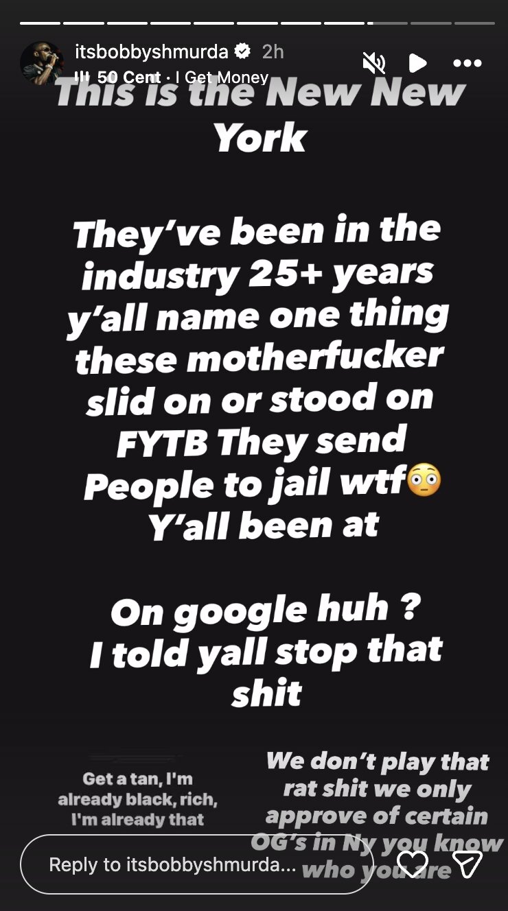 Screenshot of a Bobby Shmurda Instagram Story post.
