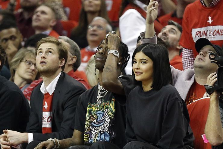 Kylie Jenner, Travis Scott sit courtside at Rockets playoff game