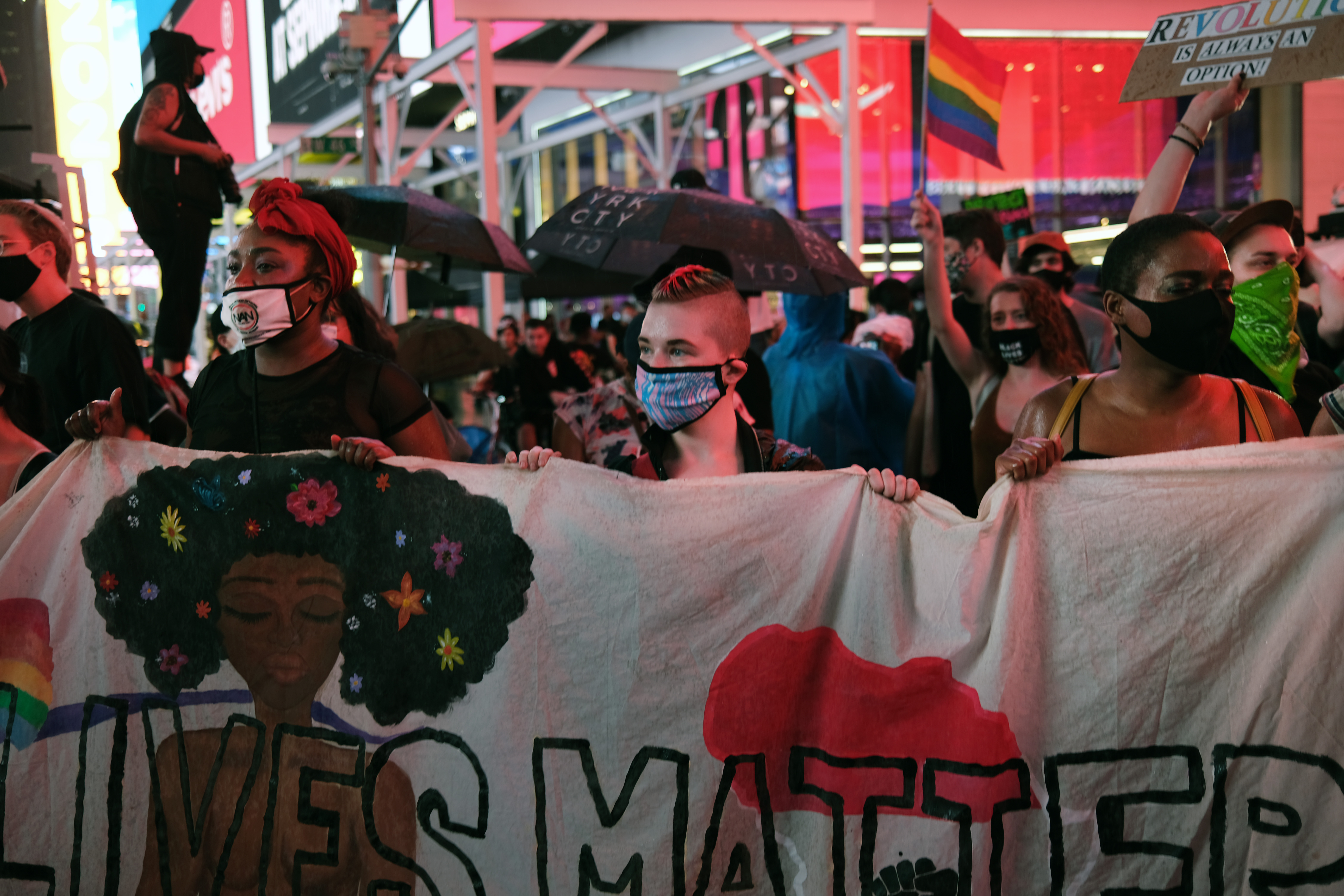Motorist Drives Through Crowd Of Protesters In Times Square