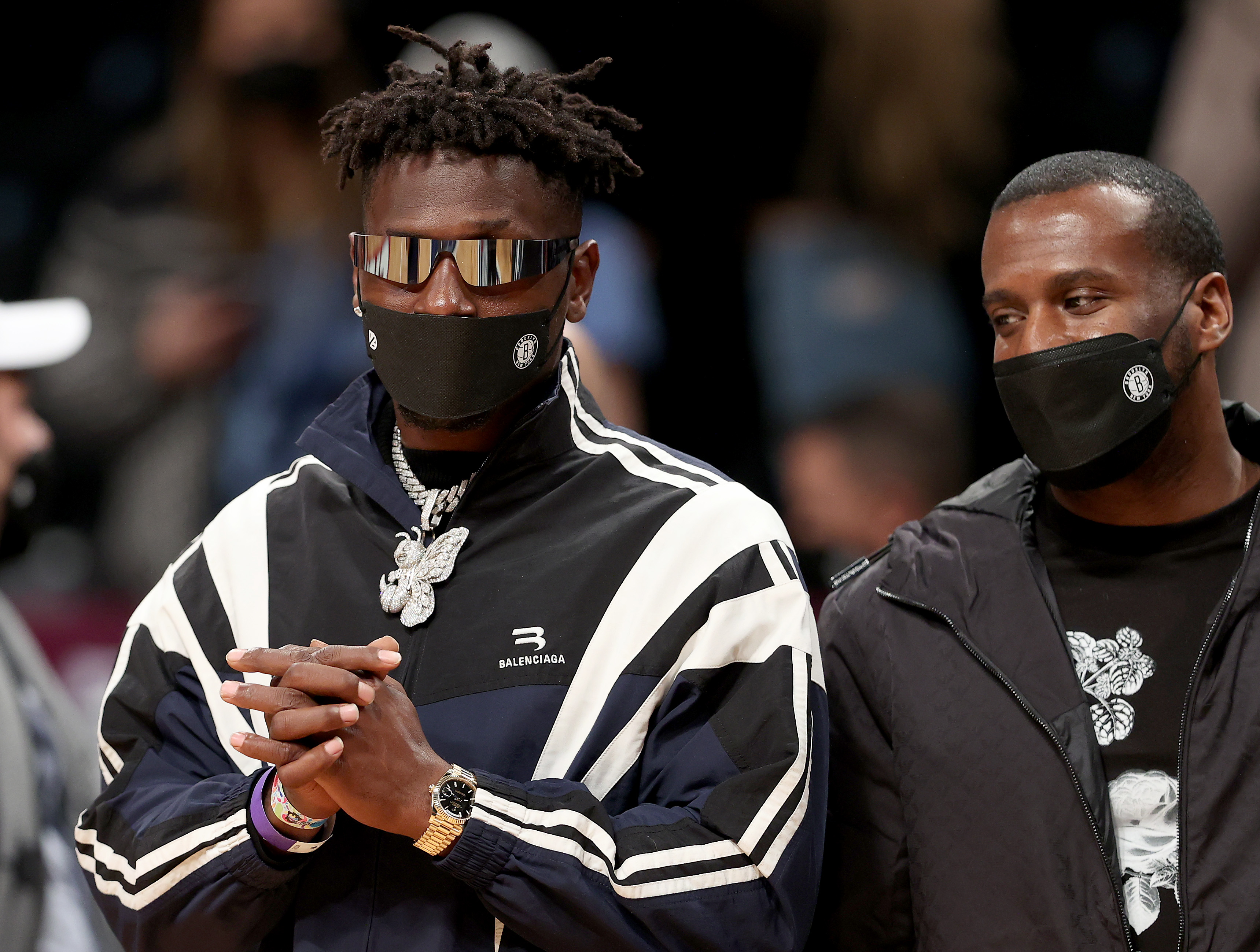 Antonio Brown Sits Courtside In Brooklyn Following Epic Meltdown