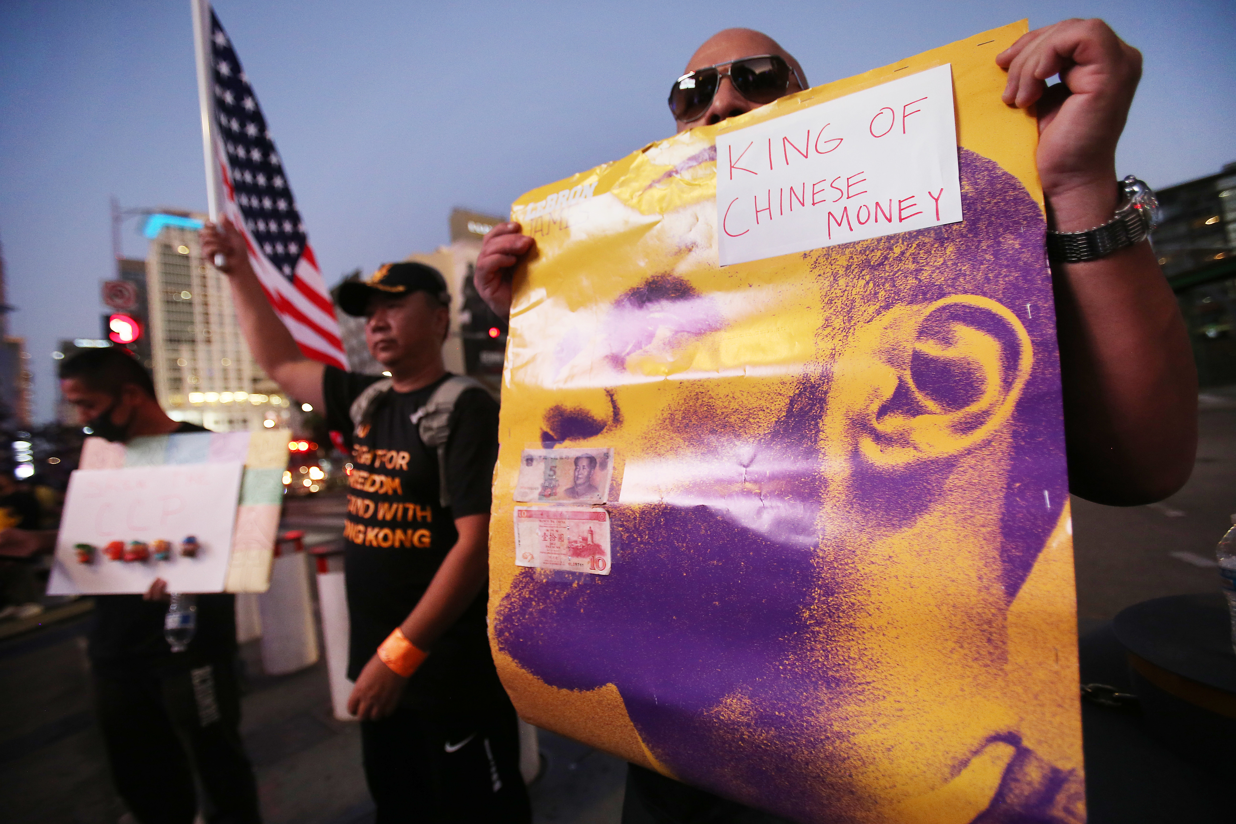 LeBron James Blasted By Hong Kong Protesters Outside Of Staples Center