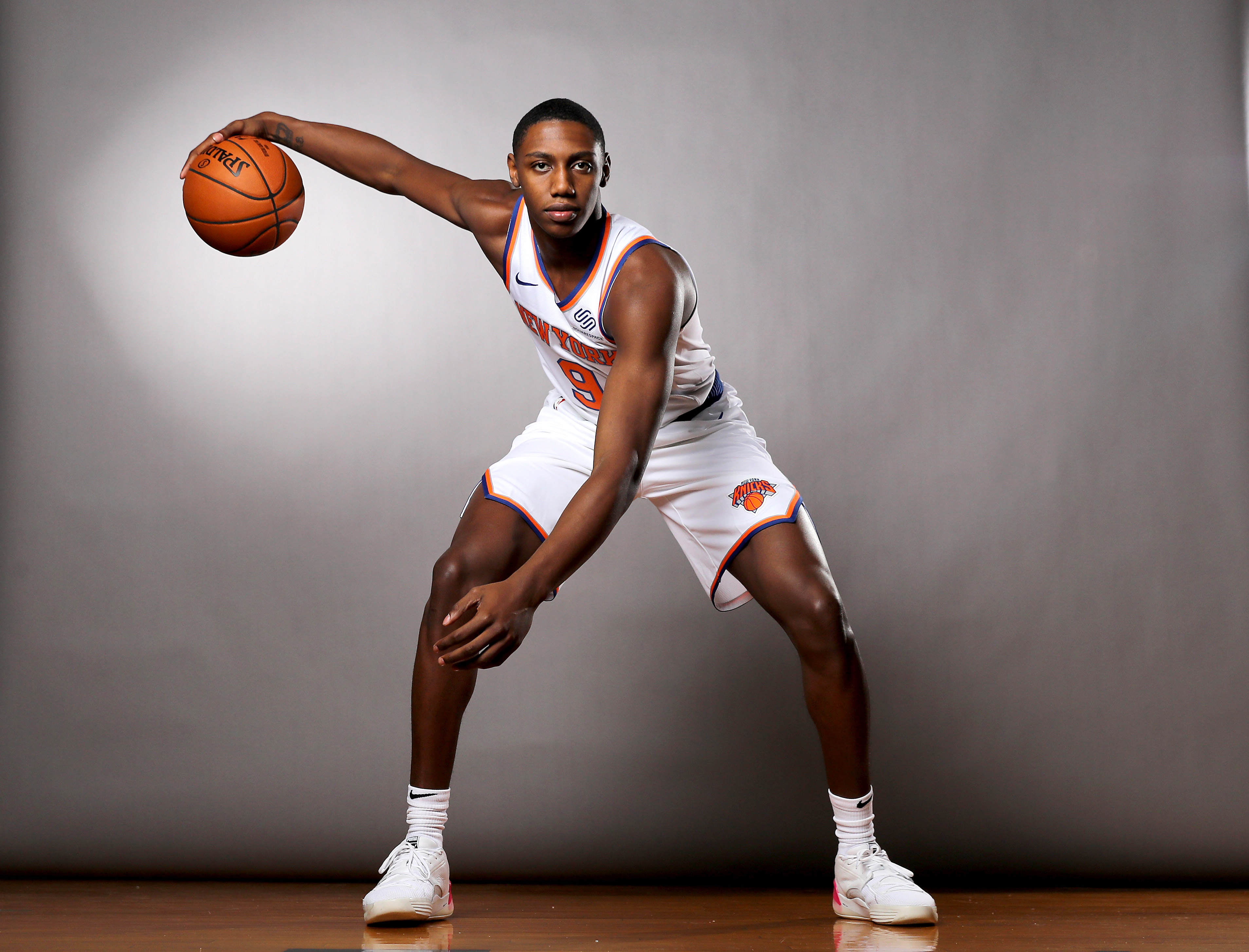 Puma shoes are seen worn by RJ Barrett of the New York Knicks
