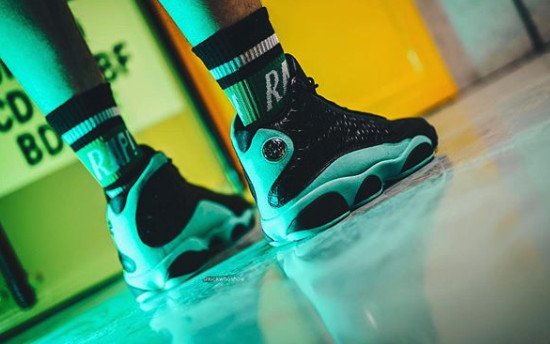 jordan 13 island green on feet