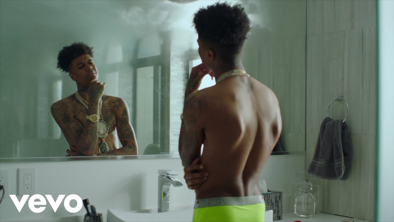 Louis Vuitton white and gray check belt worn by Blueface as seen in his  Daddy music video feat. Rich The Kid