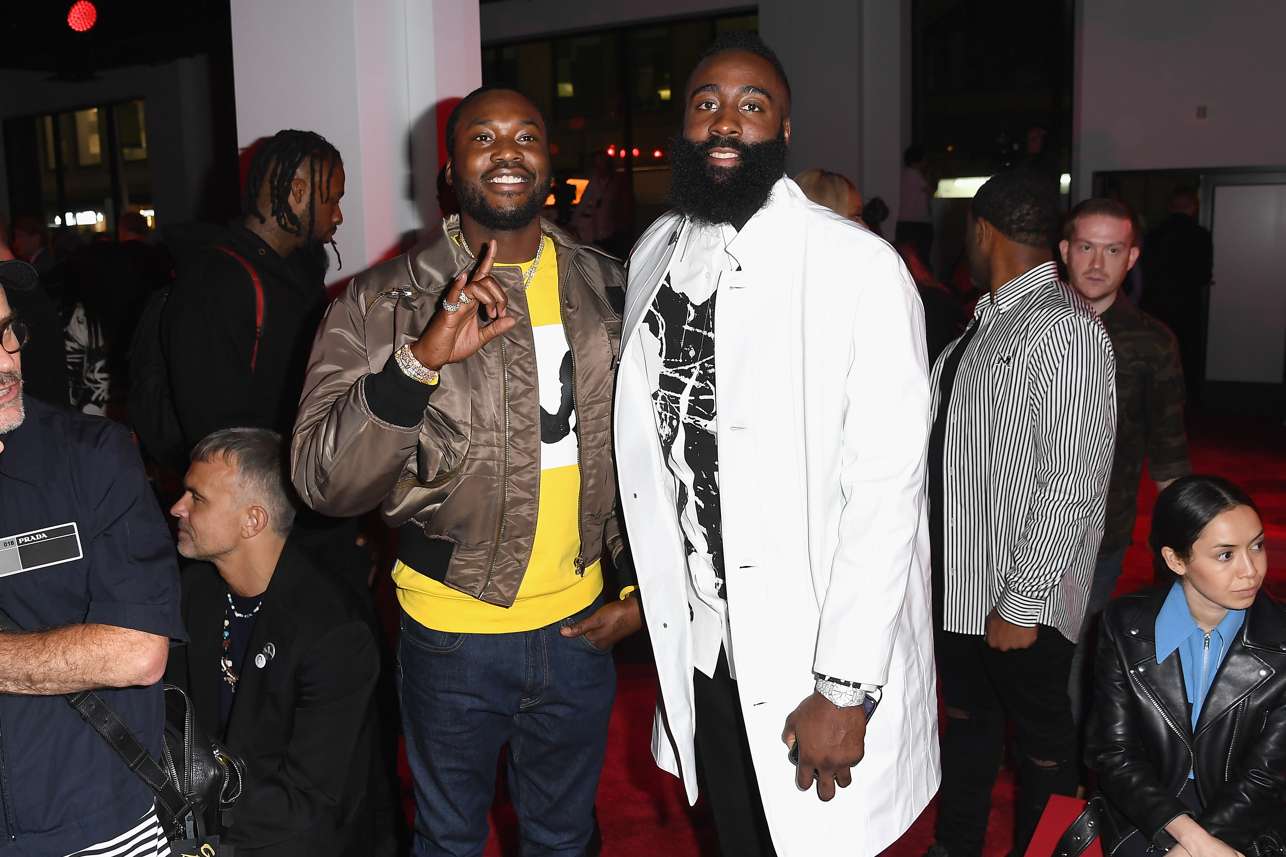 James Harden of the Philadelphia 76ers and Rapper, Meek Mill